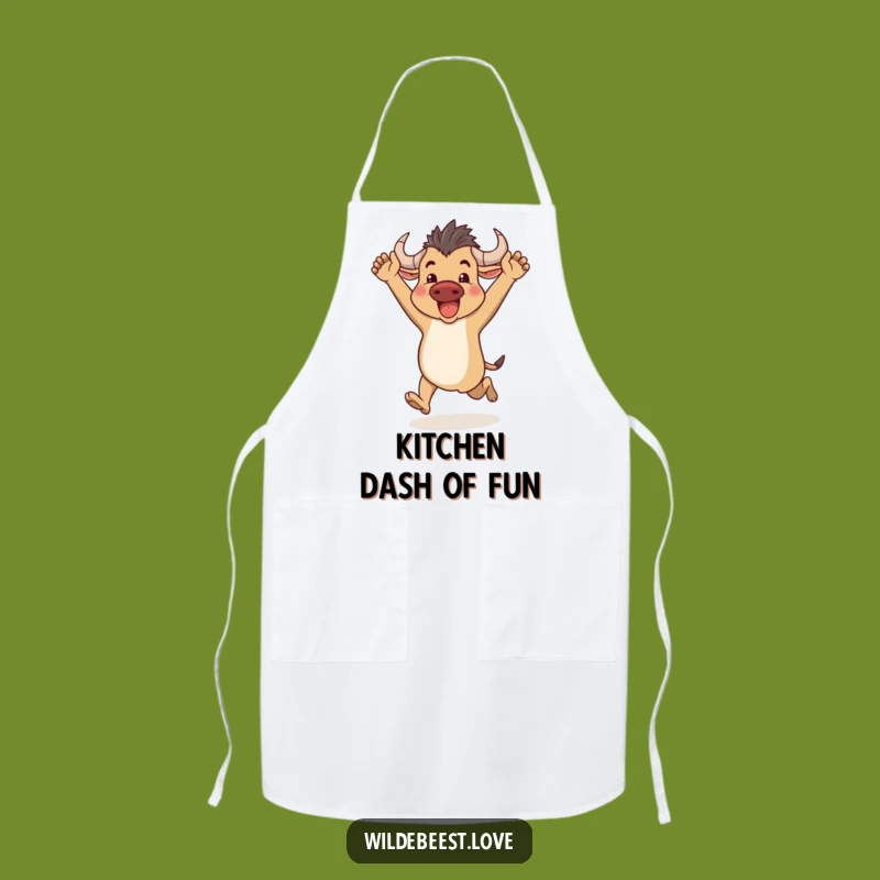 Funny Wildebeest Apron: Run Towards Deliciousness with Enthusiasm