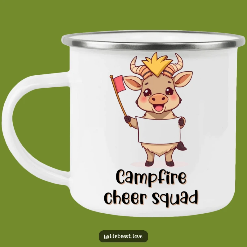 Funny Wildebeest Camping Mug: Cheerful Support on the Go
