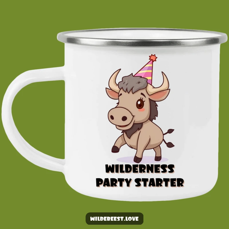 Funny Wildebeest Camping Mug: Bouncing into the Wild with Party Spirit
