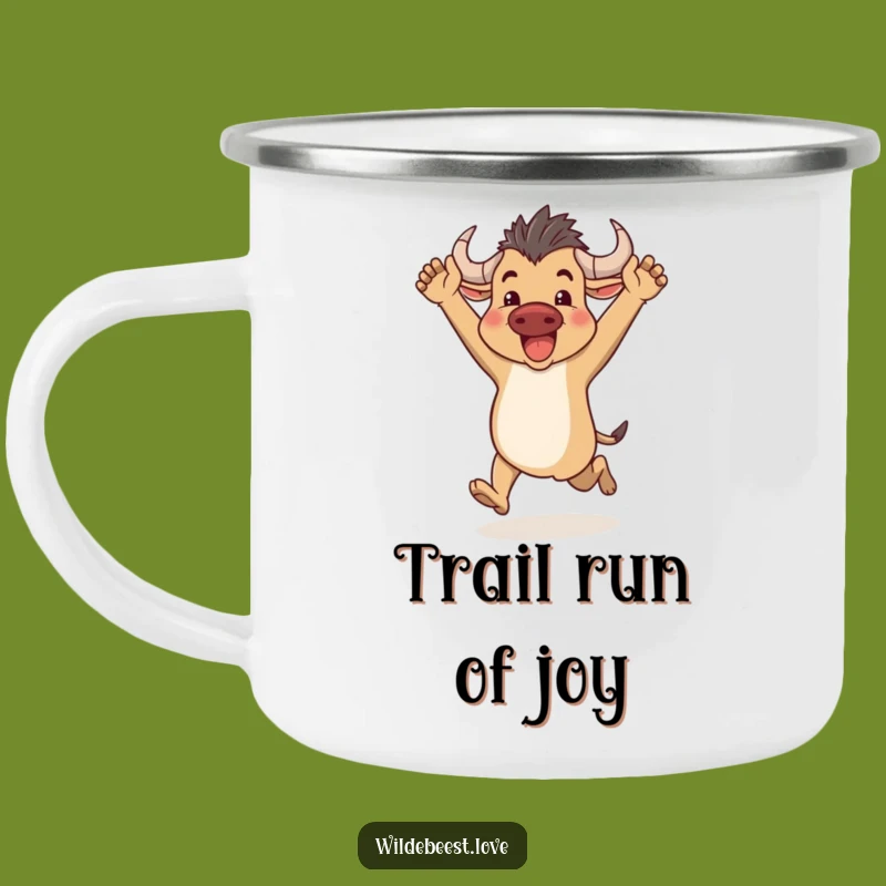 Funny Wildebeest Camping Mug: Enthusiastic Trail Running Companion