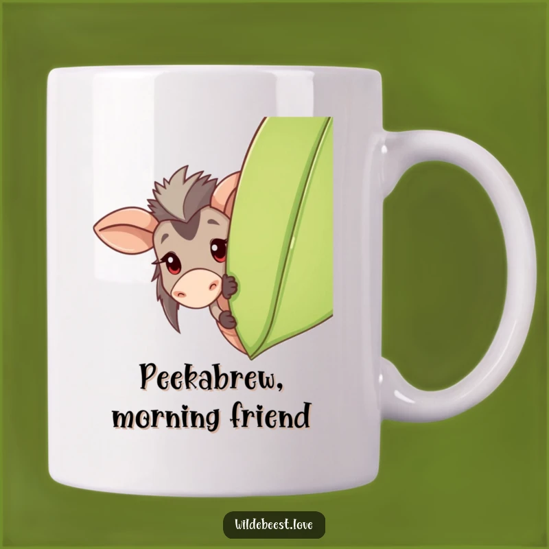 Funny Wildebeest Peeking Mug: Playful Surprise for a Fun Day