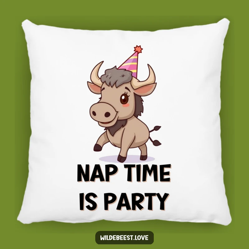 Funny Wildebeest Pillow: Bouncing Celebration for Cozy Comfort