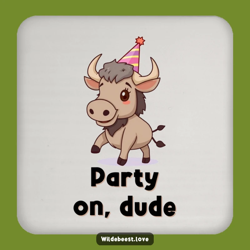 Funny Wildebeest Coaster: Protect Surfaces with Bouncing Party Fun