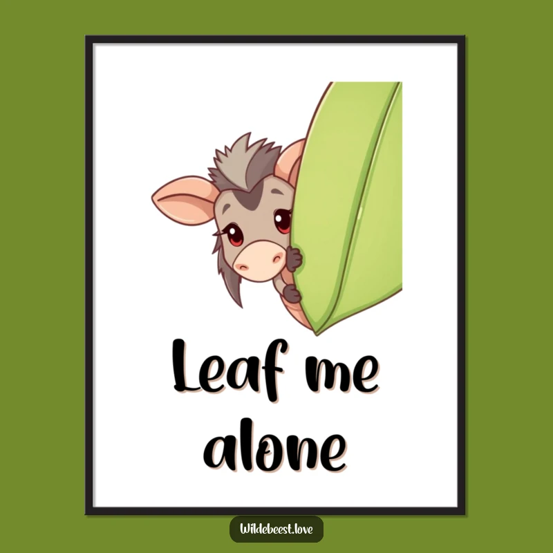 Funny Wildebeest Poster: Playful Peeking for Whimsical Wall Art