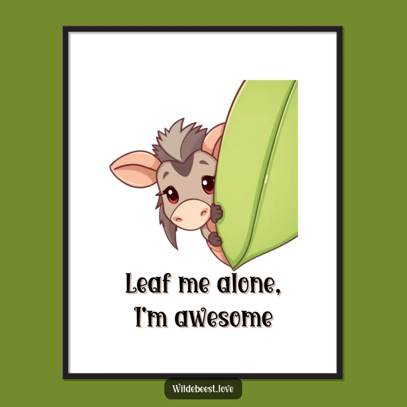 Free Printable Wall Art: Playful Wildebeest Hiding with Charm!