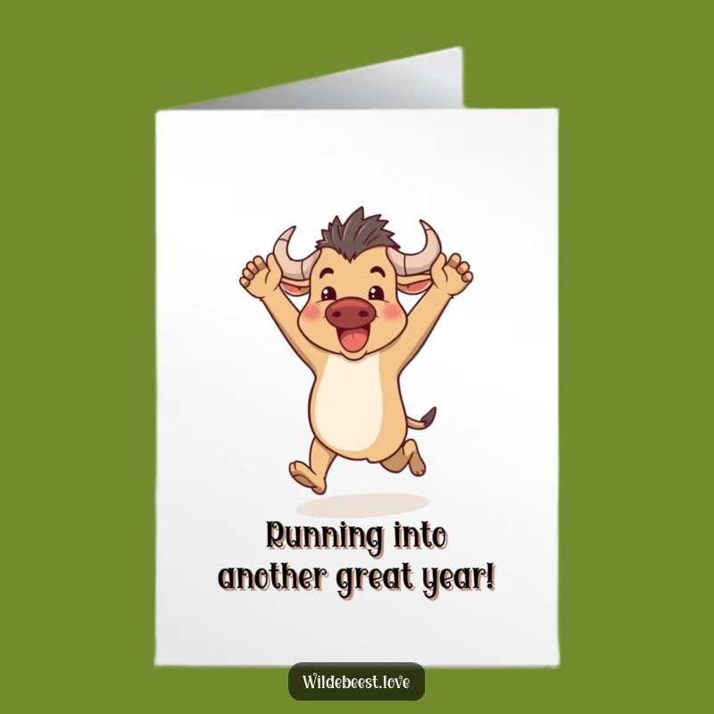 Free Printable Birthday Card: Wildebeest Runs Wild with Joy!