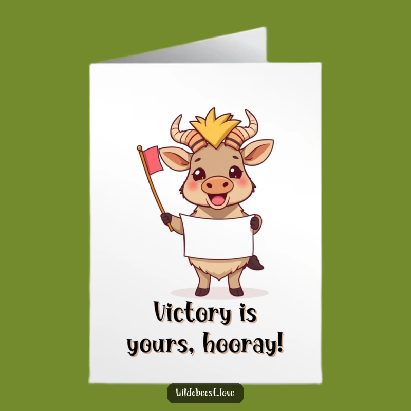 Free Printable Congrats Card: Wildebeest Cheers Your Triumph!