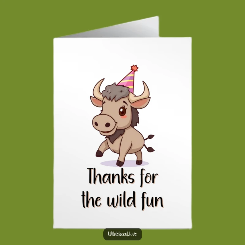 Funny Wildebeest Thank You Card: Free Printable Cheer!