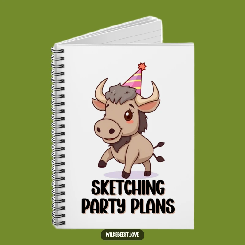 Funny Wildebeest Notebook: Jot Down Party Plans with Bouncing Fun