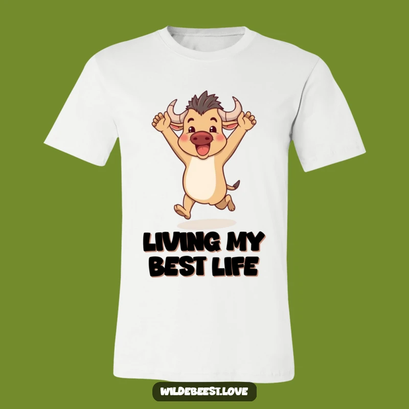 Funny Wildebeest Running T-Shirt: Enthusiastic Celebration of Movement