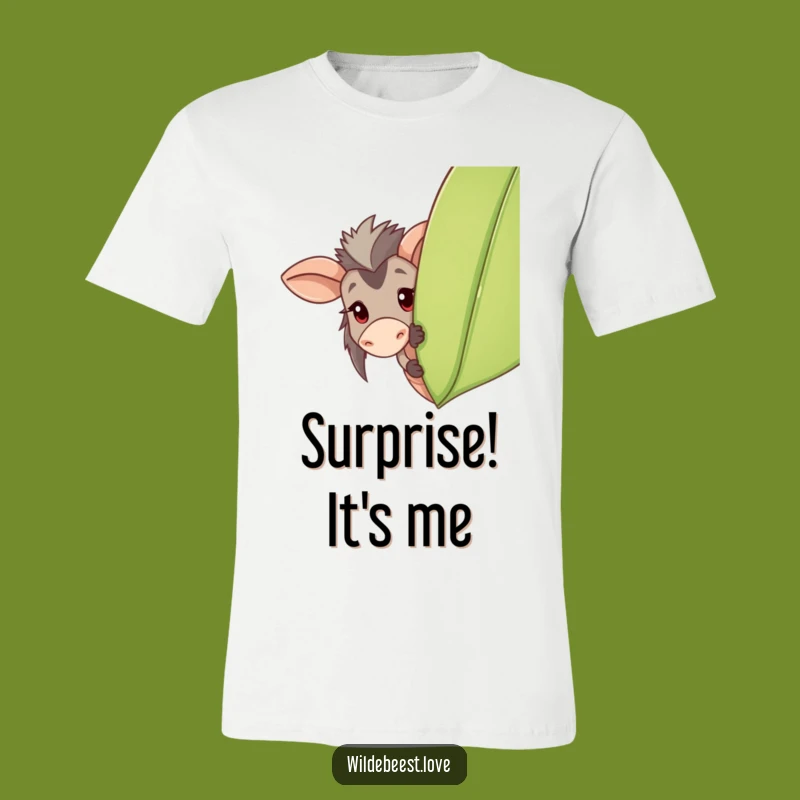 Funny Wildebeest Peeking T-Shirt: Playful Hide-and-Seek Fun Tee